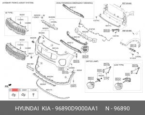 96890D9000AA1 ДАТЧИК ПАРКОВКИ УЛЬТРАЗВУКОВОЙ 96890D9000AA1 MOBIS