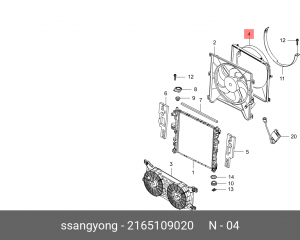 Кожух SSANGYONG Kyron (05-) (D20) вентилятора охлаждения OE 2165109020 SSANG YONG