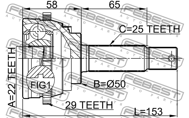 ШРУС 1210-001A29 1210-001A29 FEBEST
