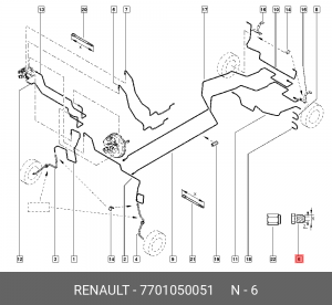 ШТУЦЕР ТОРМОЗНОЙ ТРУБКИ Х=12 RENAULT 7701050051 RENAULT