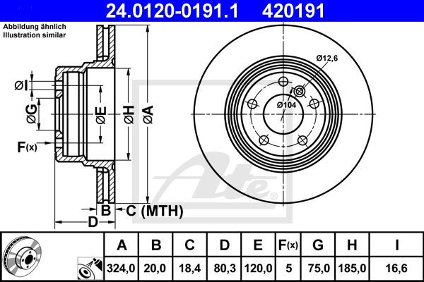24.0120-0191.1 диск тормозной задний!\ BMW X5 E53 4.4-4.8 02> 24.0120-0191.1 ATE