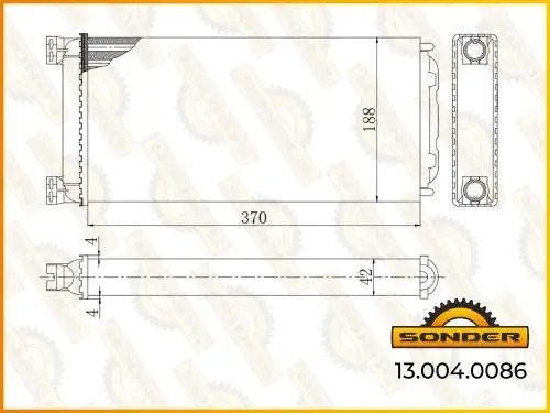 Радиатор печки, MAN TG-A 00-,  370-190-43 (Nissens 71926) аналог 71926 130040086 SONDER