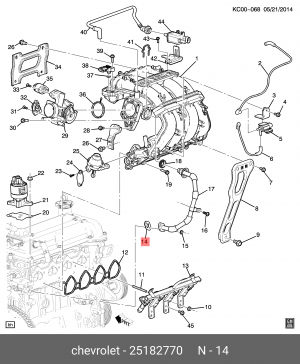 Прокладка CHEVROLET Lacetti (04-) трубки клапана рециркуляции OE 25182770 GENERAL MOTORS
