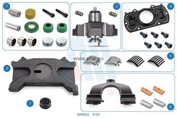 РМК суппорта WABCO MAXX 22T Ремкомплект Пыльников и Направляющих , Пластина Коло 4127 ALCAN