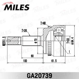 ШРУС наружный TOYOTA CAMRY 11- GA20739 GA20739 MILES