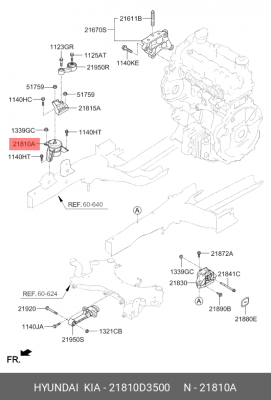Опора двигателя HYUNDAI Tucson (16-) правая OE 21810D3500 HYUNDAI KIA