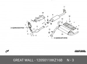 1205011XKZ16B Прокладка глушителя 1205011XKZ16B GREAT WALL