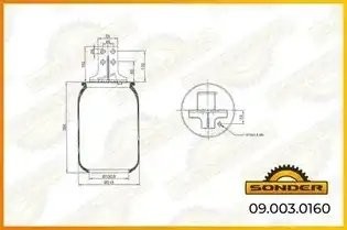 Пневморессора Premium без стакана кронштейн +возд. / --); Stralis (задняя левая) 090030160 SONDER
