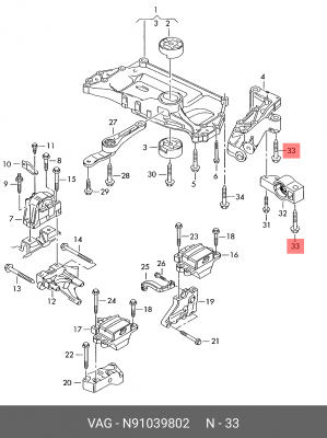 PASSAT [B6]/[B7]/CC/TIGUAN (2007-2011)/TRANSPORTER M12X90X1,5 N 910 398 02 VAG