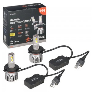 Лампa светодиод. H4, 12/24В, 50Вт, 3000К (Желтый), 9200Лм, для линз. оптики, 2 ш AEAR214 AIRLINE