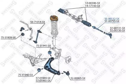тяга рулевая! без г/у\ Ford Escort all 91-95 55-00132-SX STELLOX