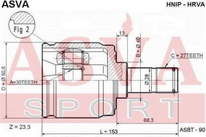 ШРУС ВНУТРЕННИЙ 30x40x27 (HONDA : HR-V AT CR-V RD1 AT JAPAN) HNIPHRVA HNIP-HRVA ASVA