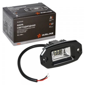 Фара светодиодная прямоугольная врезная 2LED, рассеянный свет, 10Вт, 110х57х58мм ALED039 AIRLINE