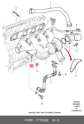 Болт FORD Mondeo (00-),Transit (06-) коллектора выпускного OE 1 710 240 FORD
