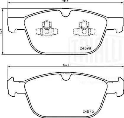 Колодки торм. Volvo XC60 (08-) диск. перед. 193x76 (PF 1053) PF1053 TRIALLI