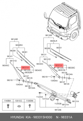Жиклер HYUNDAI HD65,72,78,County омывателя OE 983315H000 HYUNDAI KIA
