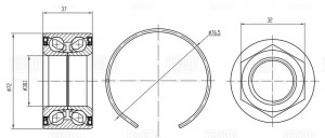 Подшипник ступицы для а/м Hyundai Solaris 10-/Kia Rio 10- перед. кмпл:подш./гайк CS0872 TRIALLI