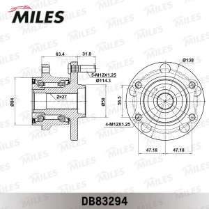 Ступица колеса задняя с подшипником SUBARU TRIBECA 05- DB83294 DB83294 MILES