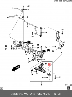 Сайлентблок CHEVROLET Aveo (03-) рычага переднего задний (ACDelco Professional)  95975940 GENERAL MOTORS