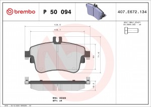 P50094 колодки дисковые передние!\ MB W176/W246 180 11> P50094 BREMBO