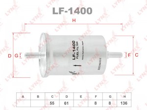 Фильтр топливный подходит для RENAULT Clio 1.2-2.0 96/Espace 2.0-3.0 98/3.5 02/F LF-1400 LYNXAUTO