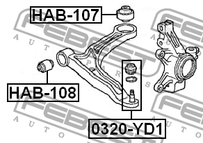 Опора шаровая HONDA PILOT YF1 2002-2008, ACURA MDX YD1 2001-2006 0320-YD1 0320-YD1 FEBEST