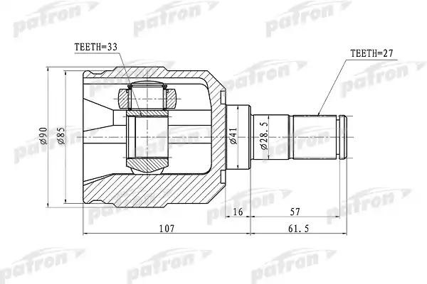 ШРУС внутренний левый 27x41x33 HYUNDAI TUCSON 04-10 PCV1355 PCV1355 PATRON