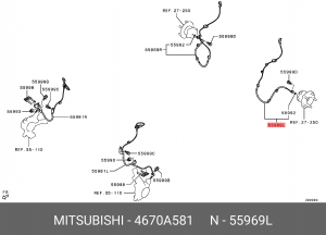 ДАТЧИК АБС ЗАДНИЙ ЛЕВЫЙ 4670A581 4670A581 MITSUBISHI