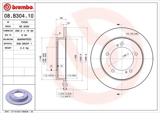 08.B304.10 диск тормозной передний!\ Suzuki Jimny 1.3 05> 08.B304.10 BREMBO