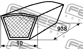 ремень клиновой! 10x938\ Audi 80 1.8 84-86, VW Golf II 1.6-1.8 83-85, MB OM616 88120-10L938 FEBEST