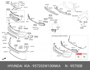 Датчик парковки HYUNDAI Santa Fe (15-) передний средний (NKA) OE 957202W100NKA HYUNDAI KIA