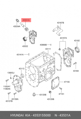 Ведущ. шестерня спидометра 43531-55000 4353155000 HYUNDAI KIA