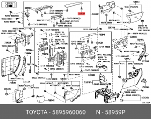 ограничитель хода крышки подлокотника!\ Toyota LC Prado 120/Camry 58959-60060 TOYOTA