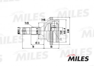 ШРУС наружный PEUGEOT 206 1.6 00- (с ABS) (SKF VKJA5360) GA20374 GA20374 MILES