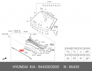 УПЛОТНИТЕЛЬ КАПОТА 86430-D3000 86430D3000 HYUNDAI KIA