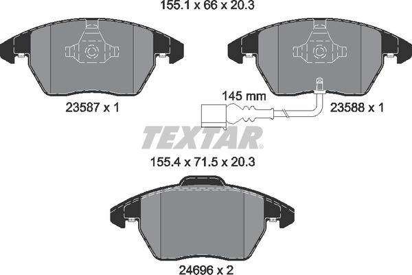 Колодки тормозные VW Touran (10-) AUDI A1 (12-),A3 (06-12) передние (4шт.) TEXTA 2469602 TEXTAR