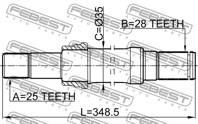 Вал привода правый CHERY TIGGO T11 2006-2013 1512-001 1512-001 FEBEST