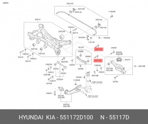 болт заднего рычага! М10 \ Hyundai Santa Fe 04> 551172D100 HYUNDAI