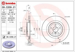 Диск тормозной 09.C209.21 09.C209.21 BREMBO