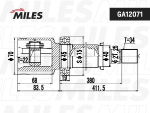 ШРУС внутренний правый FORD FOCUS III CB8 11-14 GA12071 GA12071 MILES