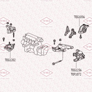 опора двигателя левая!\ HONDA Jazz/Fit 01> TEG1236 TATSUMI