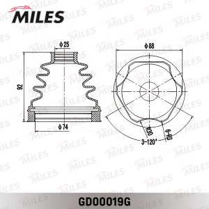 Пыльник ШРУСа внутренний передний (со смазкой) NISSAN PATHFINDER R51M/NAVARA D40 GD00019G MILES