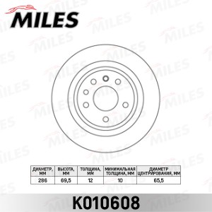 Диск тормозной задний D286мм. OPEL OMEGA B 94-03 (TRW DF2714) K010608 K010608 MILES