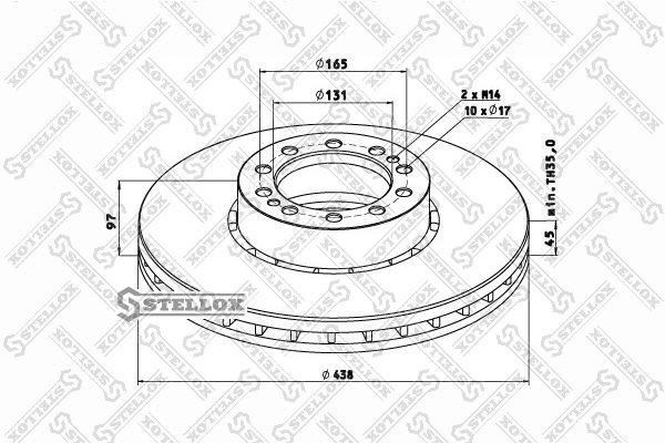 диск тормозной ! Old 438/131x45/97 10n-165-d17 \RVI MAGNUM AE420/520 1/2/93> PRE 85-00747-SX STELLOX