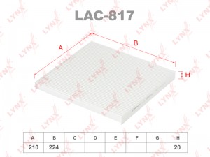 Фильтр салонный NISSAN Micra(K12/K13) 05 / Note(E12) 13 LAC-817 LAC817 LYNXAUTO