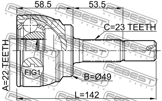 ШРУС внешний NISSAN MICRA K12E 2002.11-2010.07 0210-E11 0210-E11 FEBEST