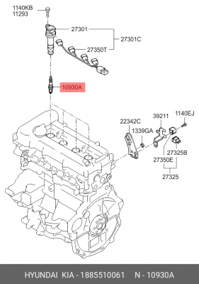свеча зажигания!\ Hyundai Solaris/I20/I30/Elantra, Kia Ceed/Soul 1.4/1.6 06> 1885510061 HYUNDAI