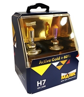 Лампа галогенная H7 12V 55W "Маяк" Active Gold (+60%) (2 шт.) 72720AG+60 MAYAK