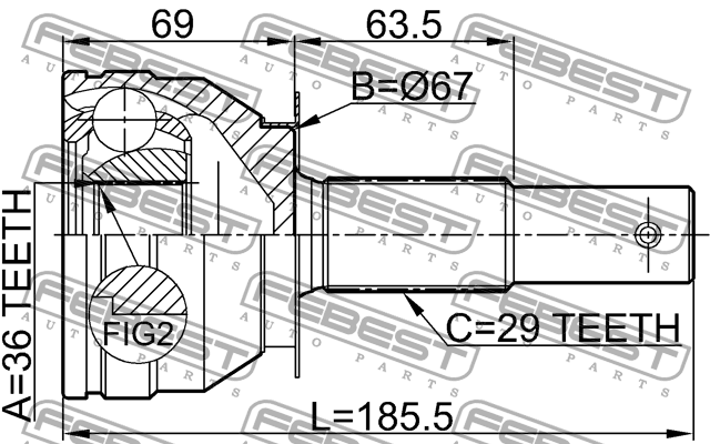 ШРУС 0210-A60 0210-A60 FEBEST