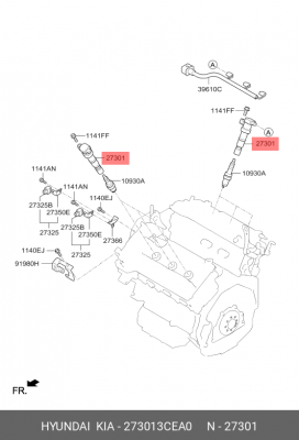 Катушка зажигания HYUNDAI Grandeur (11-) (3.0) KIA K7 (11-) (3.0) OE 273013CEA0 HYUNDAI KIA